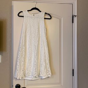 White lace dress .. comfy for dress down or dress up!